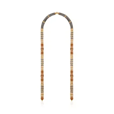 Gold and black beaded necklace with detailed design mangalsutra.